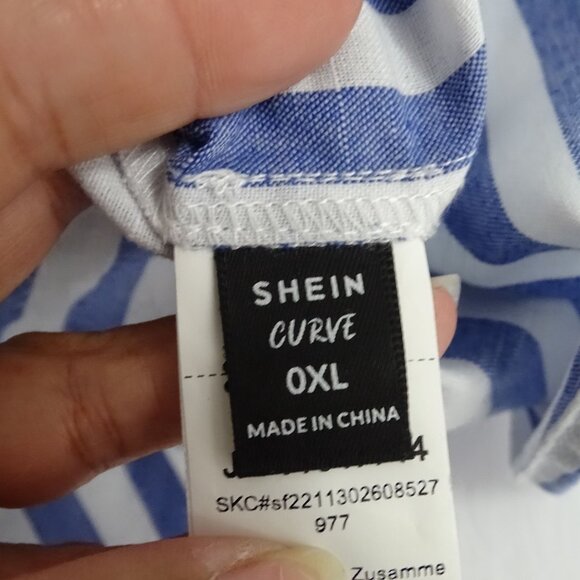 Shein Curve Blue White Stripe Blouse Women OXL 12 With Back Twist Detail - Picture 4 of 7